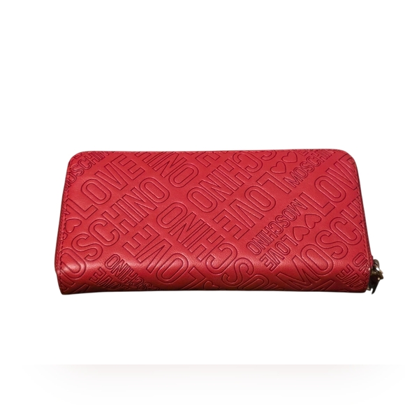 Love Moschino Italy Portafoglio Red Embossed Zip Wallet OS - Picture 7 of 11